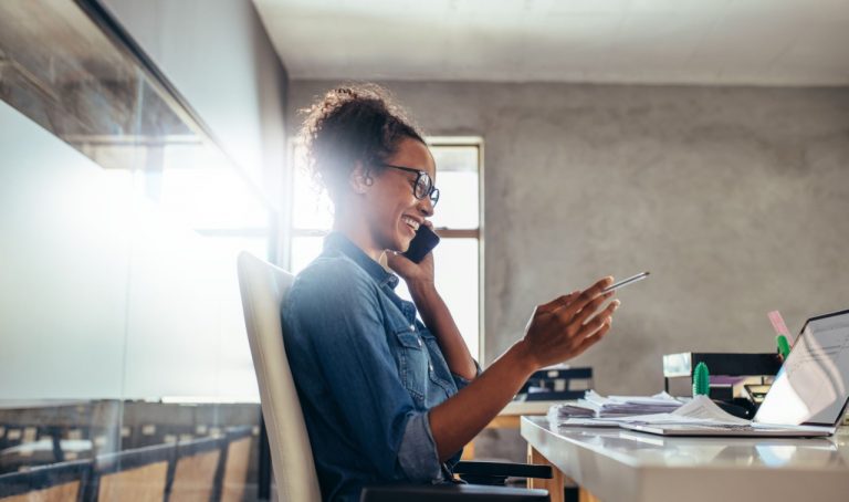 Business person sitting at desk