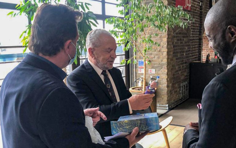 e-Design's Alastair Swanwick presenting his toothbrush to Lord Sugar