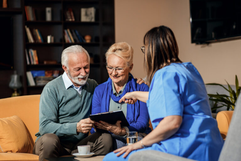 senior couple at nursing home.