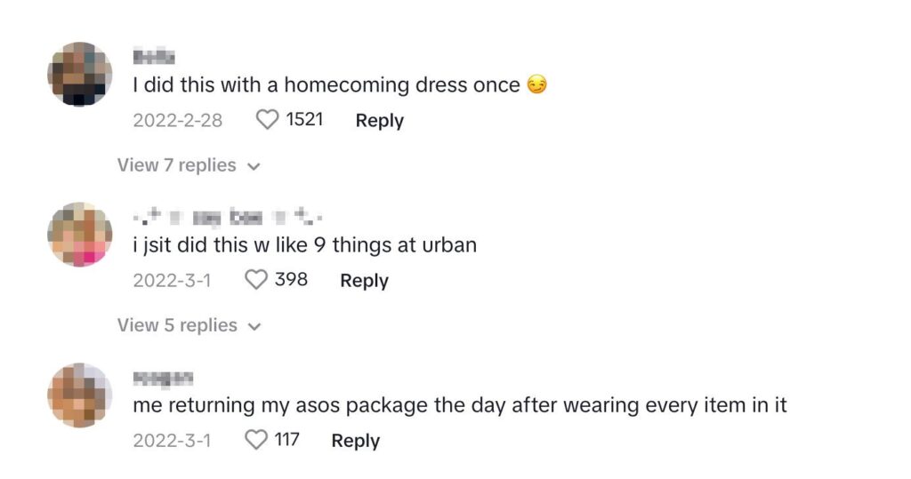 good returns - TikTok comments